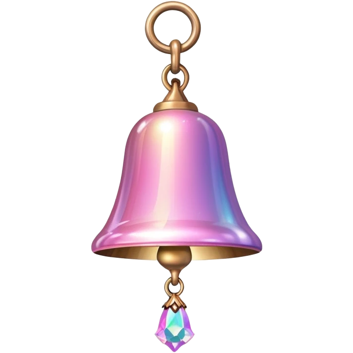 PInk iridescent Bell with chained hanging crystals  emoji