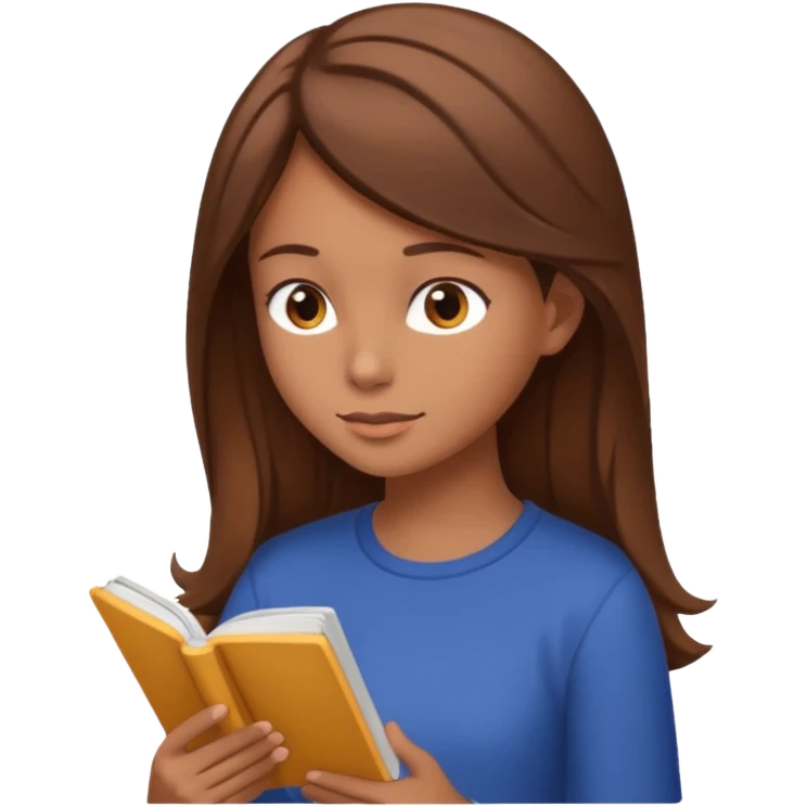 Girl Reading Comprehension, side view. emoji