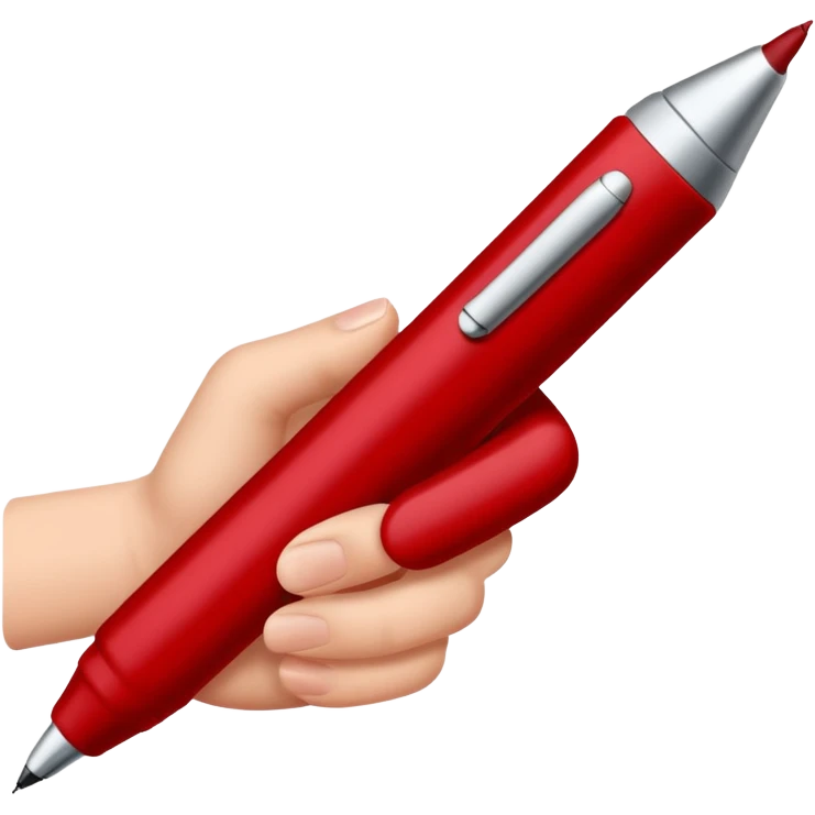 the hand writes with a dark red pen emoji