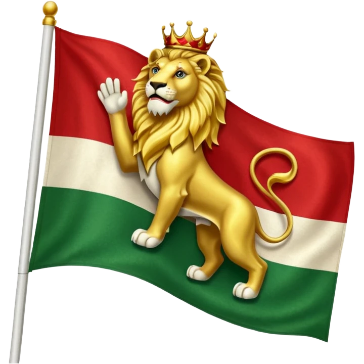 Green white red flag with lion in centre emoji