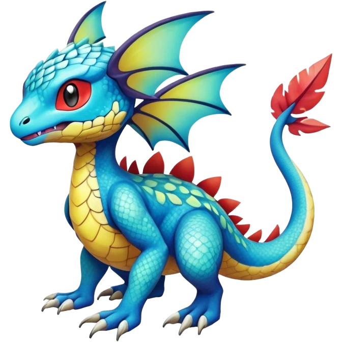 cool exotic fantasy-creature-Fakémon-Pokémon, full body, with markings emoji