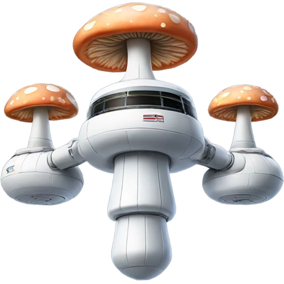 Mushroom-shaped space station with 3 space anchors emoji