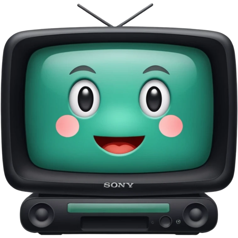 старый черный телевизор Sony с ярко зеленым пиксельным экраном  emoji