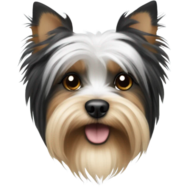 Fluffy dog black and white yorkiee emoji