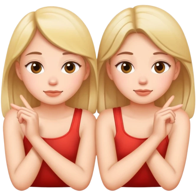 two girls sitting back to back with their cheeks touching emoji