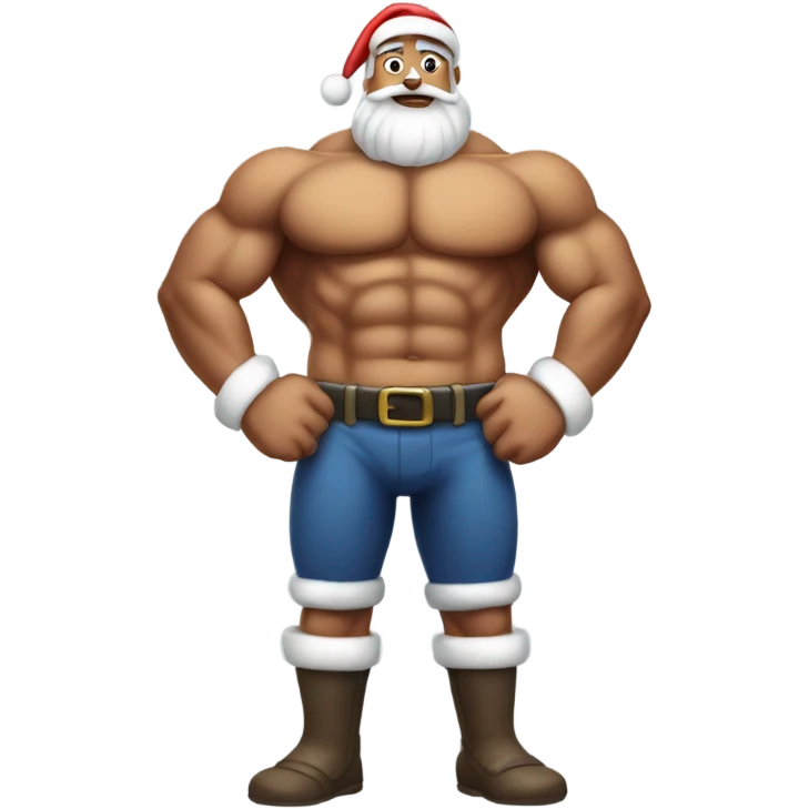 Santa with muscles and six pack full body  emoji