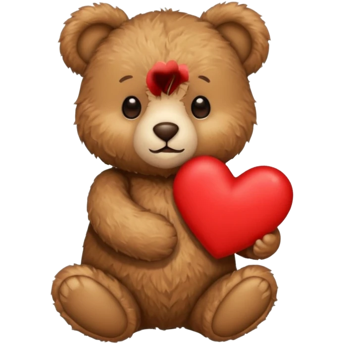Teddy bear holding love emoji