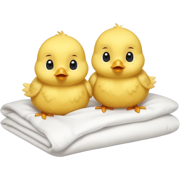 Two baby chicks laying in bed emoji