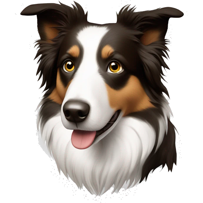 Border collie oei oir et un œil blanc emoji