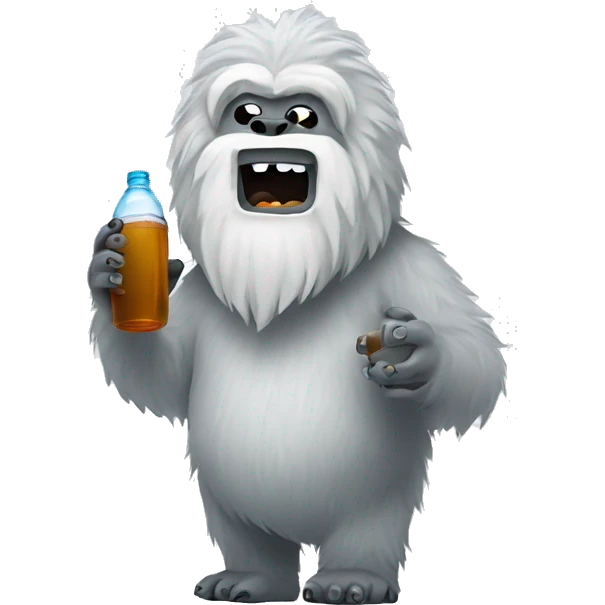 Yeti drinking out of a yeti bottle emoji