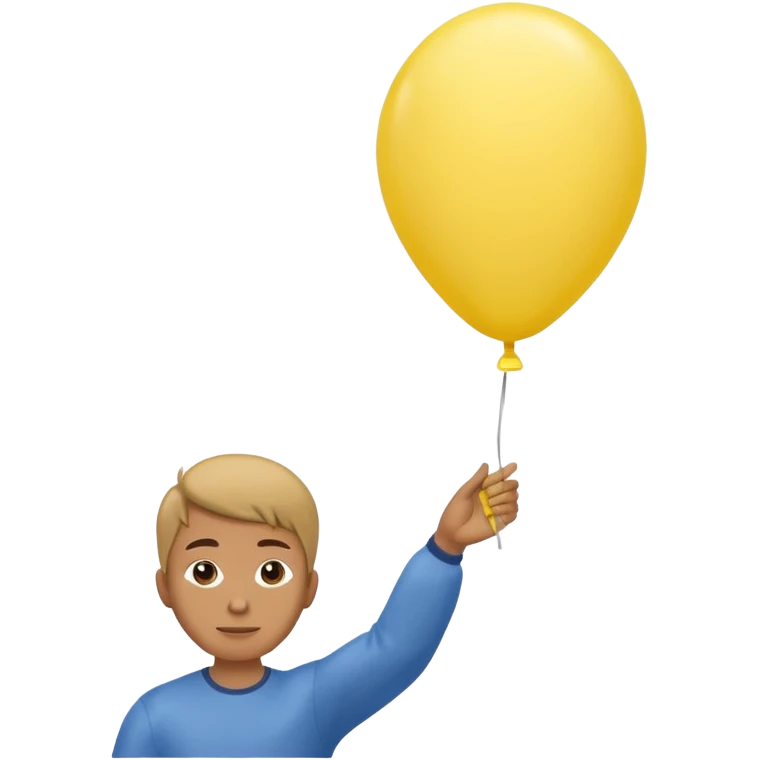 человек зацепился один шарик желтого цвета и летит вверх, видно только голову, руку с шариком emoji