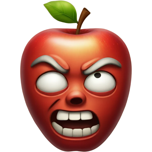 a apple with a human face and is evil emoji