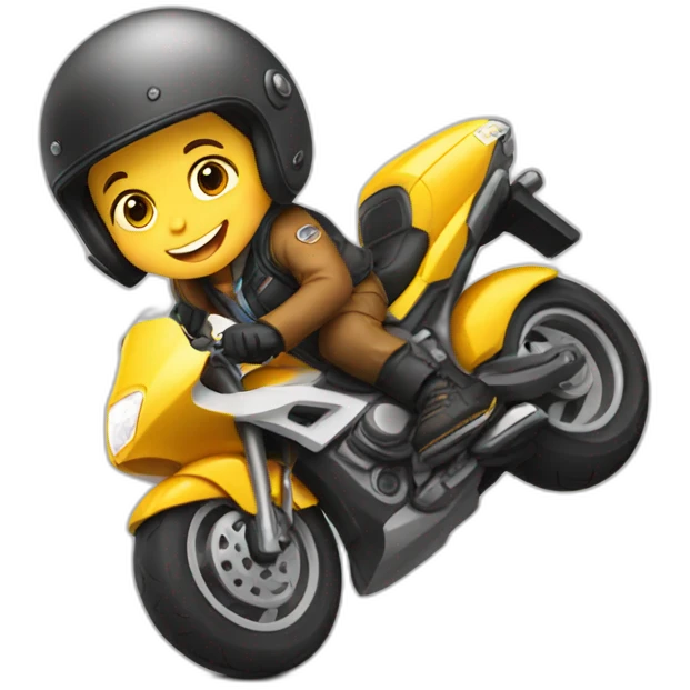Kid on motor bike with wearing helmet and shoes emoji