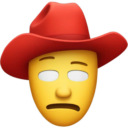 red ski mask with red cowboy hat sad emoji