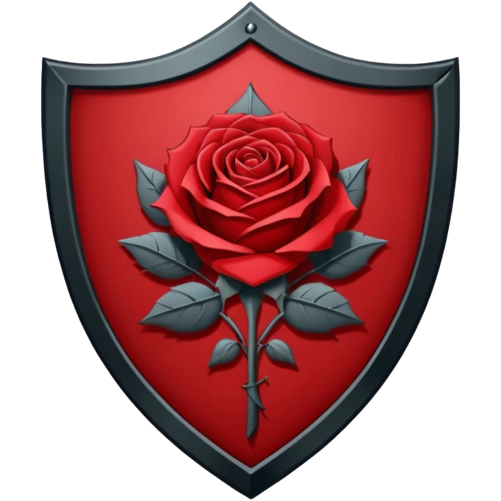 Flat vector  No gradients  Deep red (#7A0F1E)  Transparent background  High contrast  Clean gothic shield aesthetic with a rose Designed to be readable at 128x128px emoji