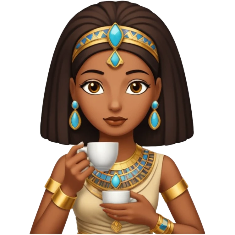 ancient egypt woman drink coffee emoji