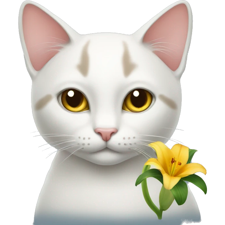 a cat with a lily flower emoji
