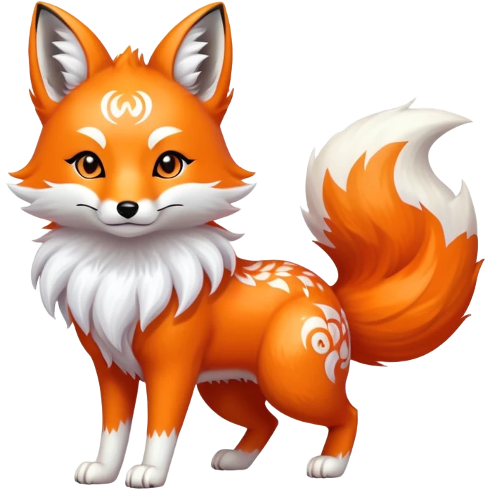 Japanese fox spirit kitsune with three tails emoji