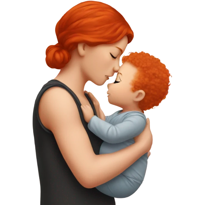 Red head kissing baby emoji