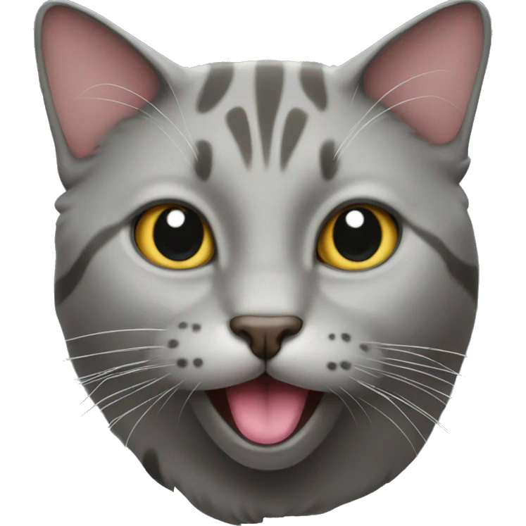 Grey cat with the tongue out emoji