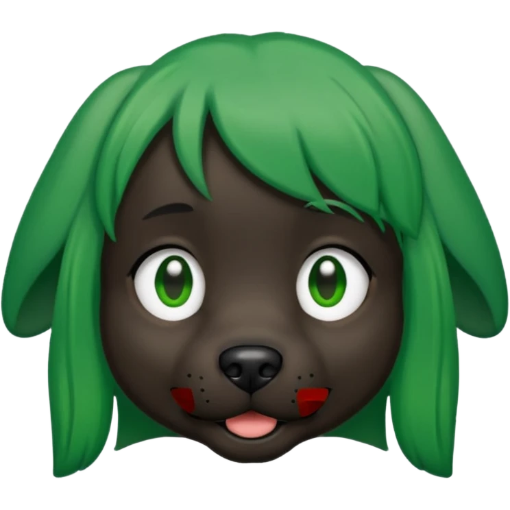 green haired black dog  emoji