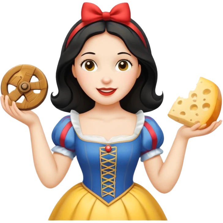 happy Snow White holding cheese emoji