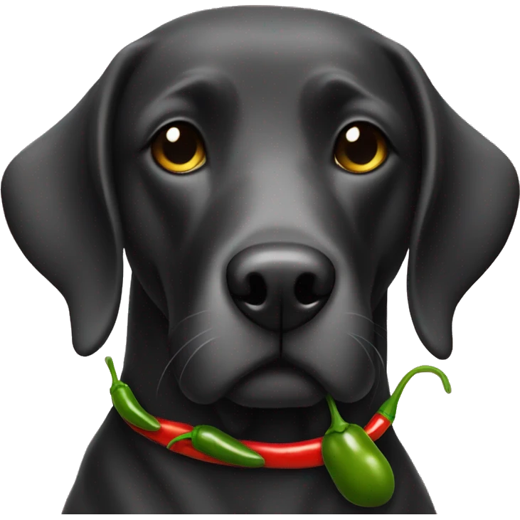 Black lab dressed as jalapeño  emoji