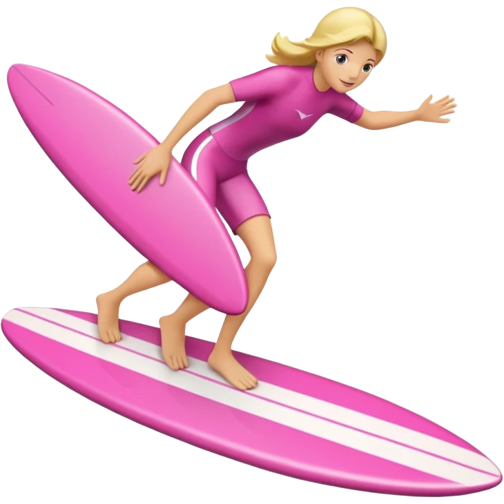 Pink surfing emoji