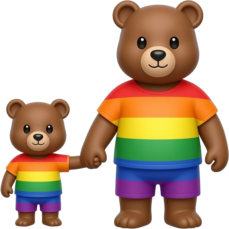 LQBTIQ Bear and Cub holding hands emoji