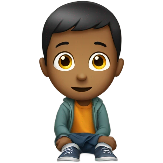 do a small child  (boy) watching a cartoon of the character bing emoji
