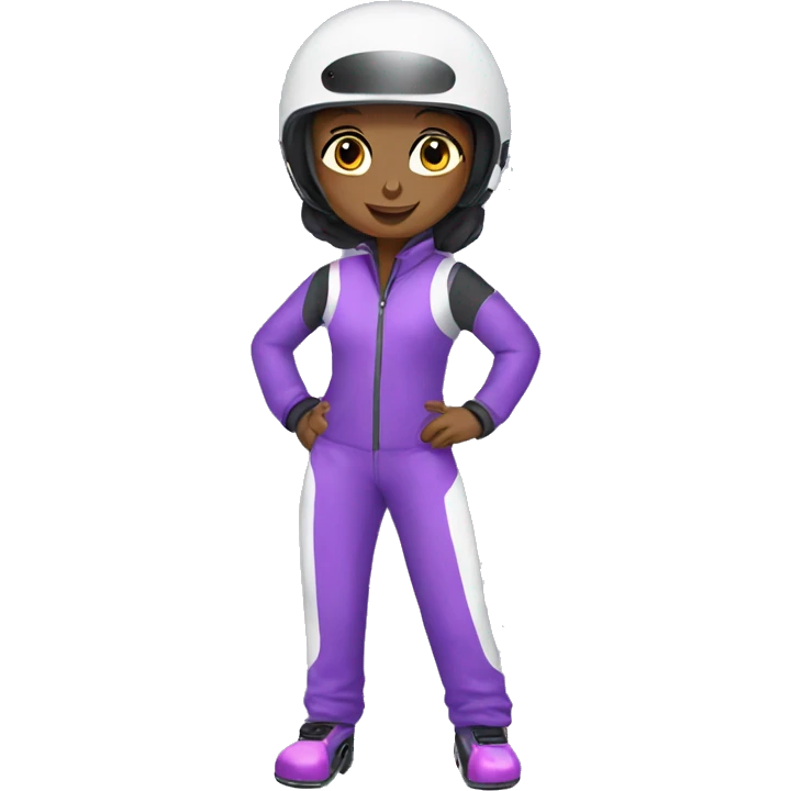 Go kart girl with puple suit emoji
