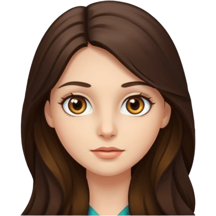 Brunette female with hazel eyes and long hair emoji
