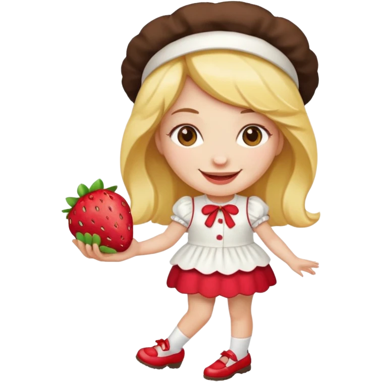 pretty and cute modern day strawberry shortcake full body with red shoes emoji emoji