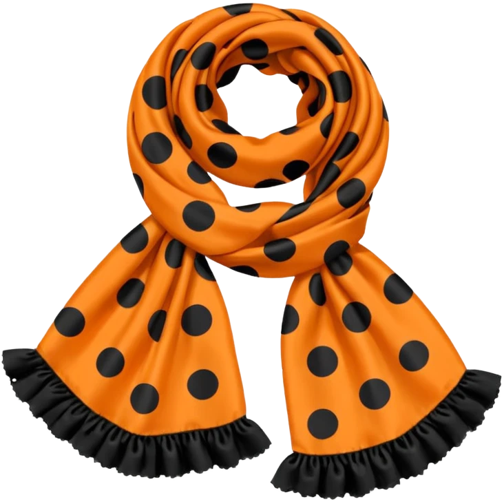 Orange scarf with big black dots on it and black frills emoji