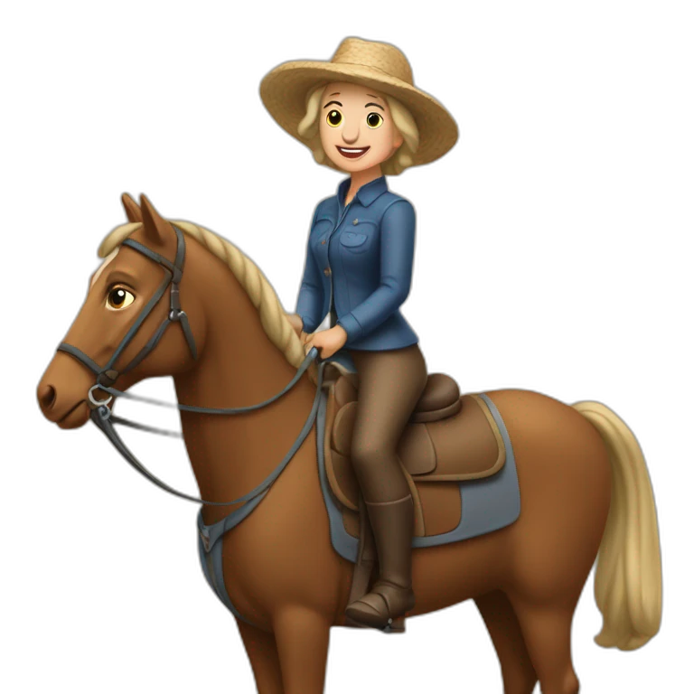Une mamie sur un cheval emoji