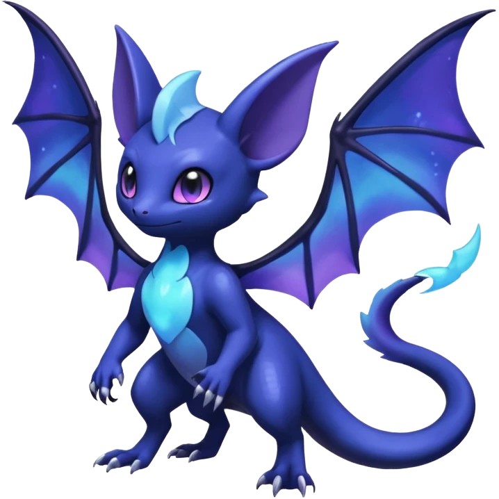 Nebulae Salandit-Meowstic-Noibat-Fakémon-hybrid-creature (full body)  emoji