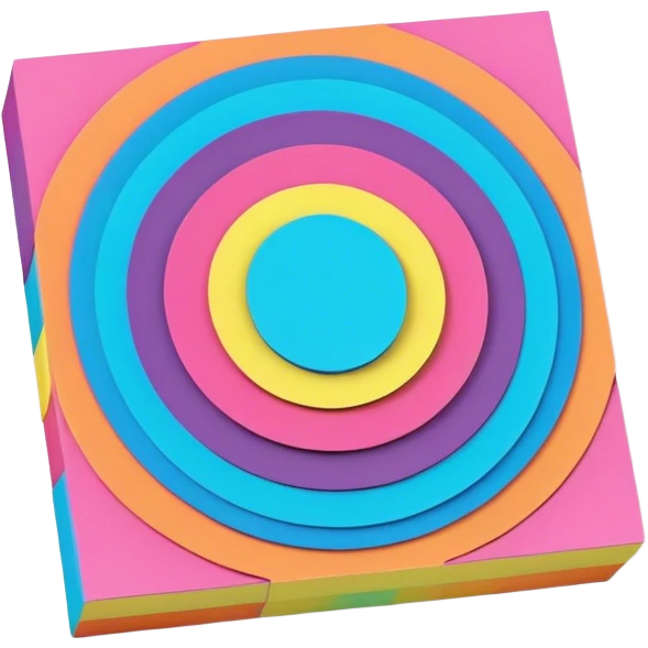3D, psychedelic colored hippie style sticky note emoji