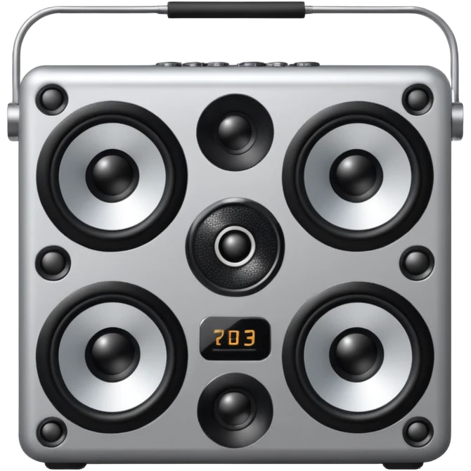 a speaker with eyes and buttons like dj box emoji