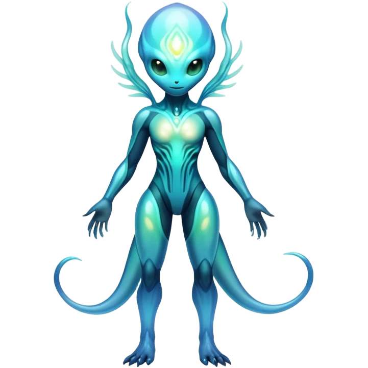 Futuristic Ethereal Iridescent Bioluminescent Translucent Illuminated Transparent Modern Fakémon-creature-hybrid Full Body emoji