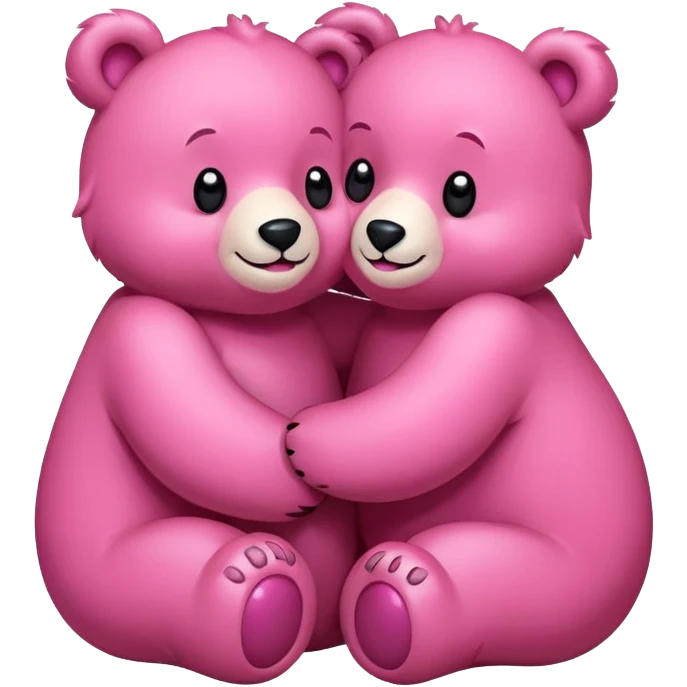 Friends Couple of Happy pink bears cuddling  emoji