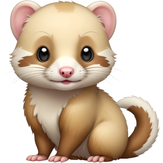 White cute Kawaii adorable Ferret-weasel-hybrid emoji