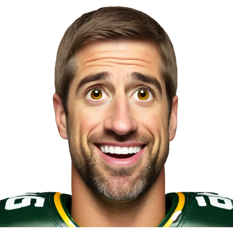 Aaron Rodgers holding an eggplant above his head emoji