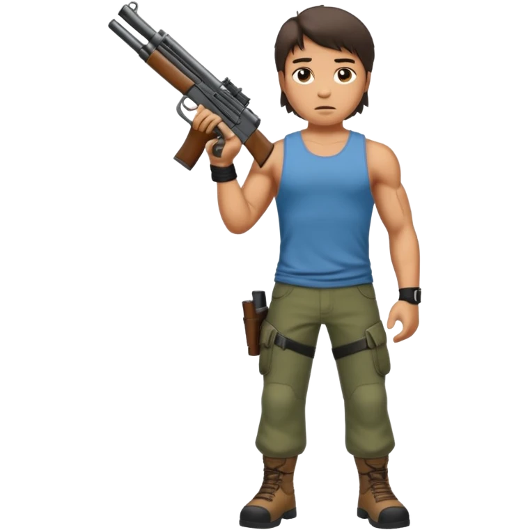 Rambo shooting, full body emoji