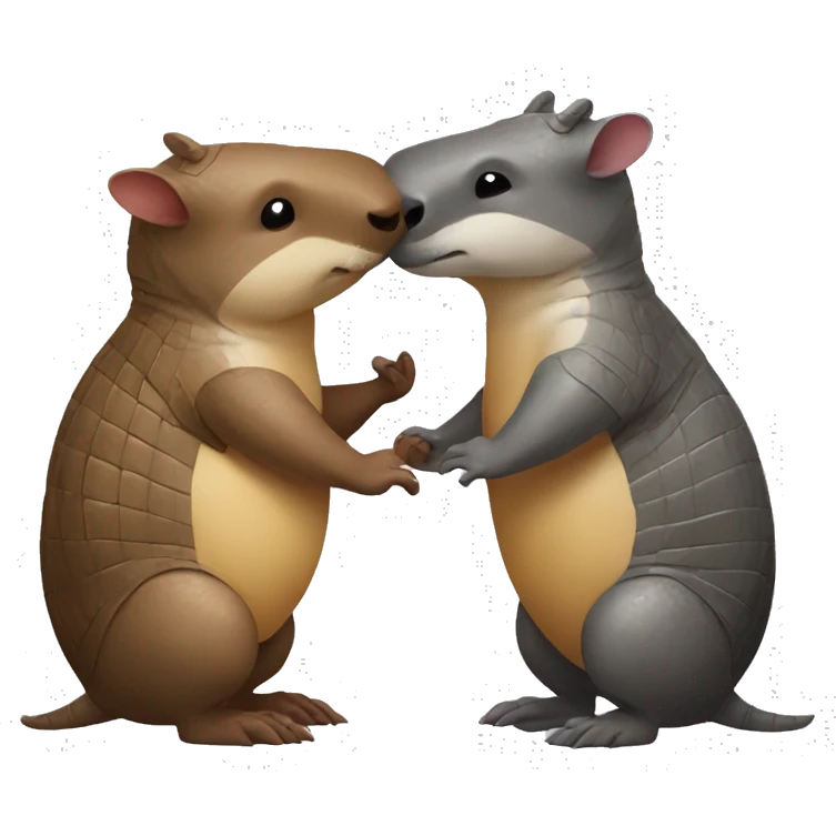 armadillo and otter giving a kiss to each other?  emoji