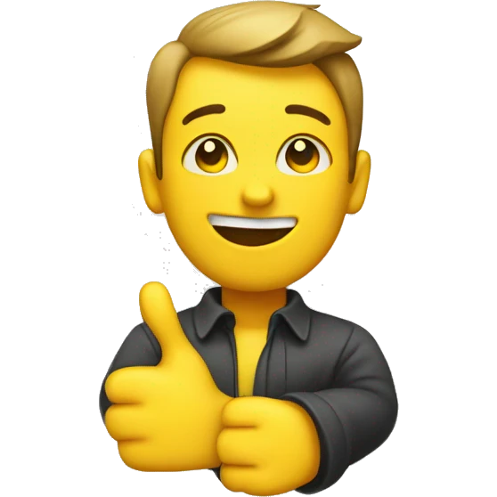 Straight face with thumbs up yellow  emoji