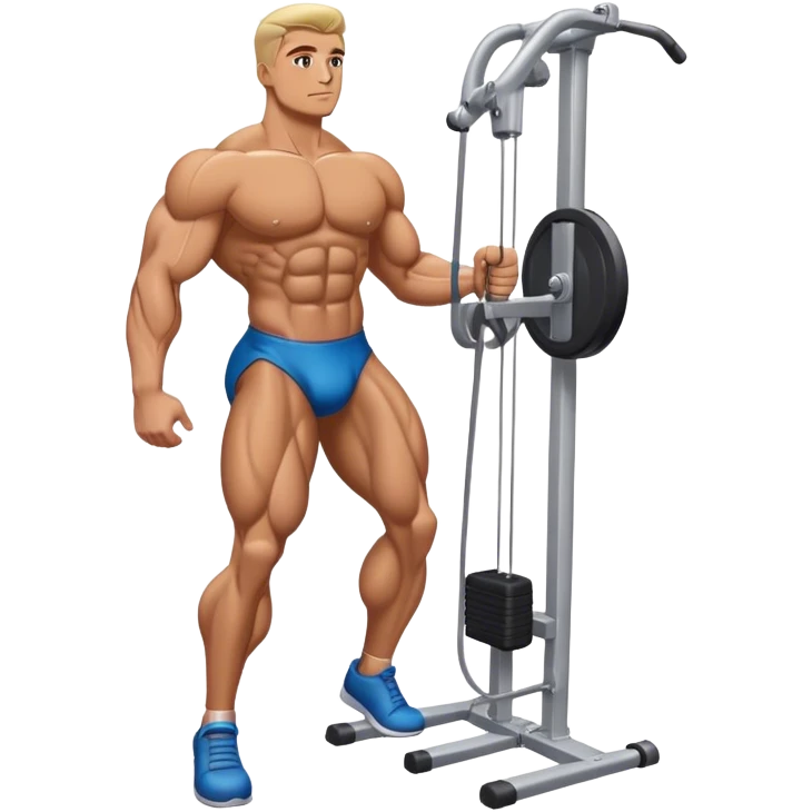 standing bodybuilder hip abduction cable machine exercise emoji