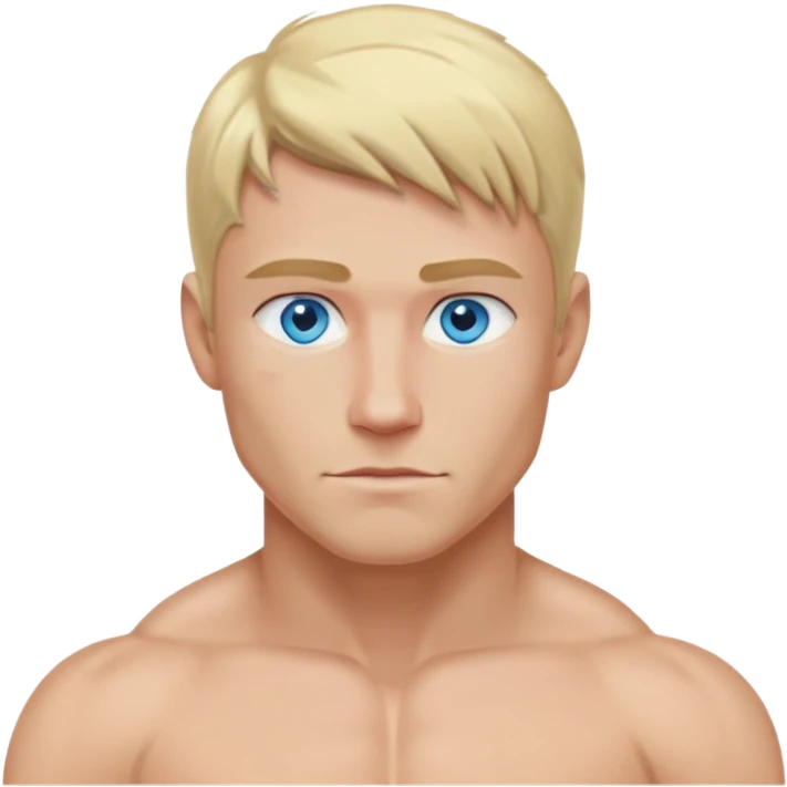 Blue eyes blonde hair naked buff man emoji