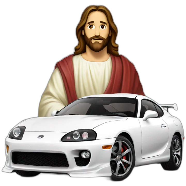 Jesus on a Toyota Supra emoji