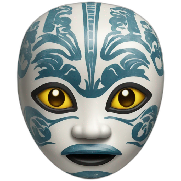 chinese ceramic with african style mask emoji