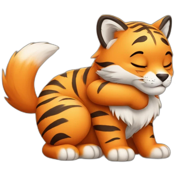 little tiger hugging a little fox emoji